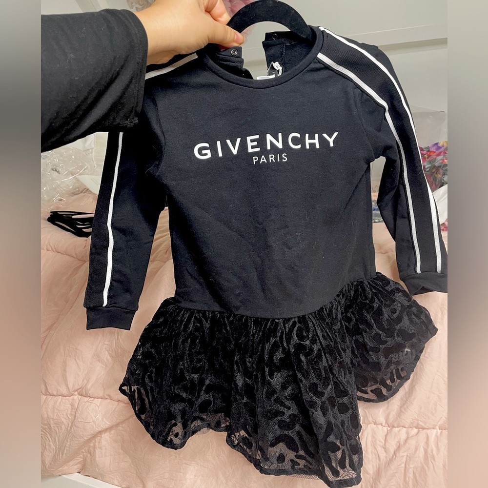 Givenchy Paris kids black leopard tulle dress